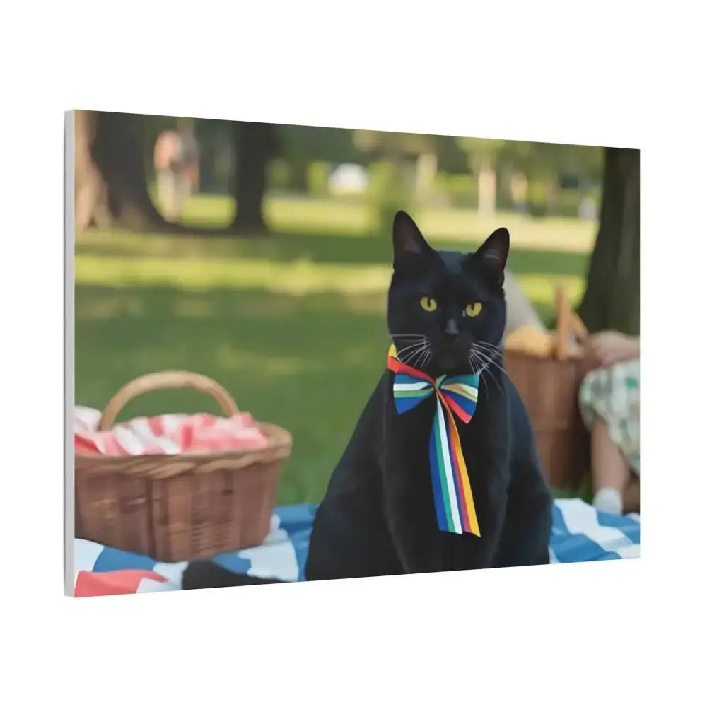 Rainbow Ribbon Cat Canvas Wall Art, Colorful Cat Decor - FloofChonk
