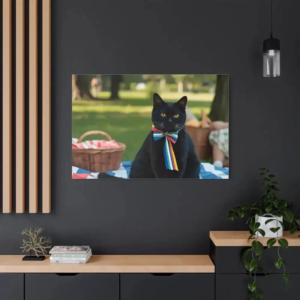 Rainbow Ribbon Cat Canvas Wall Art, Colorful Cat Decor - FloofChonk