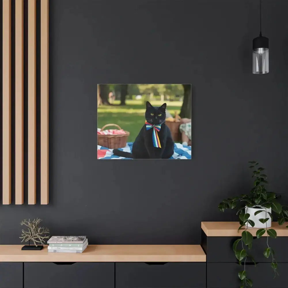 Rainbow Ribbon Cat Canvas Wall Art, Colorful Cat Decor - FloofChonk