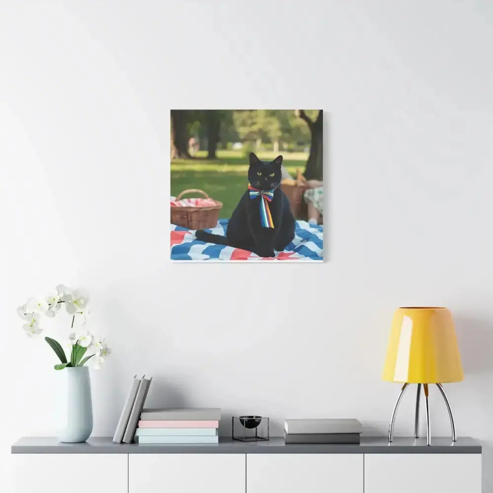 Rainbow Ribbon Cat Canvas Wall Art, Colorful Cat Decor - FloofChonk