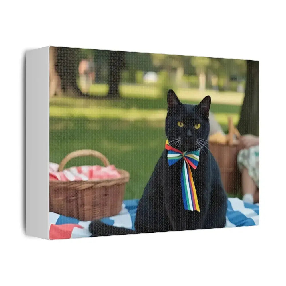 Rainbow Ribbon Cat Canvas Wall Art, Colorful Cat Decor - FloofChonk