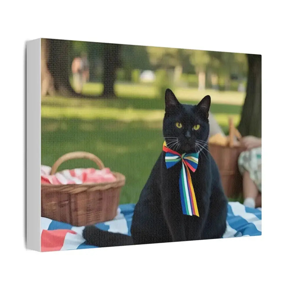 Rainbow Ribbon Cat Canvas Wall Art, Colorful Cat Decor - FloofChonk