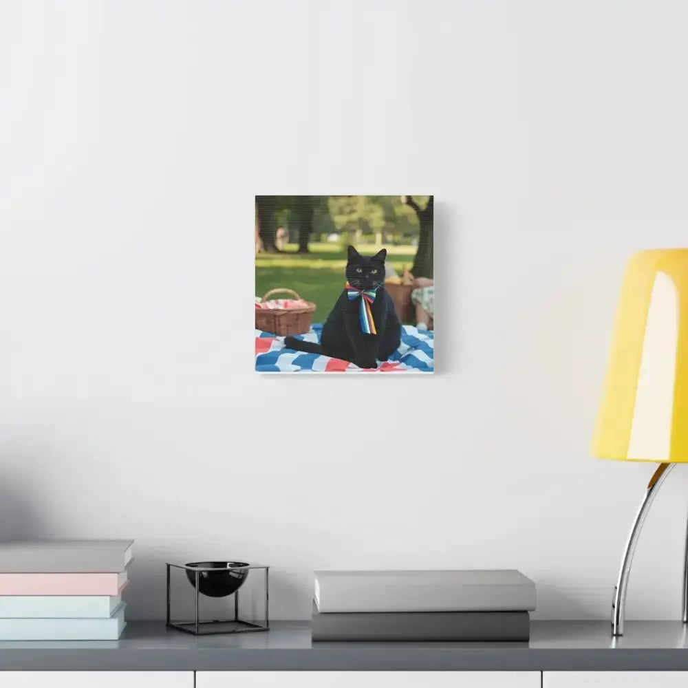 Rainbow Ribbon Cat Canvas Wall Art, Colorful Cat Decor - FloofChonk