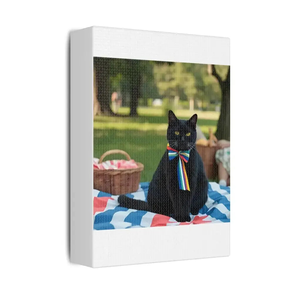 Rainbow Ribbon Cat Canvas Wall Art, Colorful Cat Decor - FloofChonk