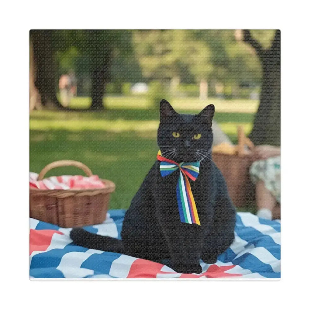 Rainbow Ribbon Cat Canvas Wall Art, Colorful Cat Decor - FloofChonk