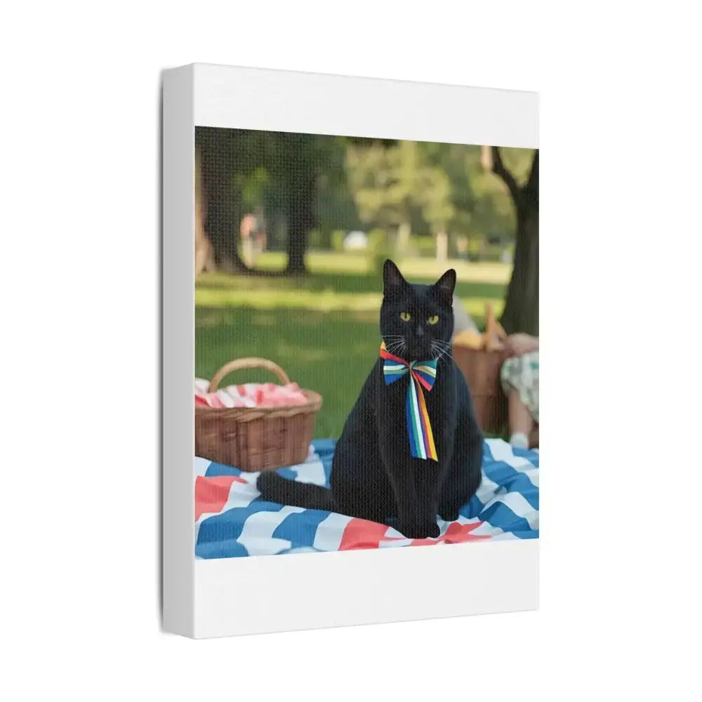 Rainbow Ribbon Cat Canvas Wall Art, Colorful Cat Decor - FloofChonk