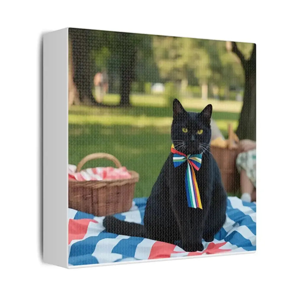 Rainbow Ribbon Cat Canvas Wall Art, Colorful Cat Decor - FloofChonk
