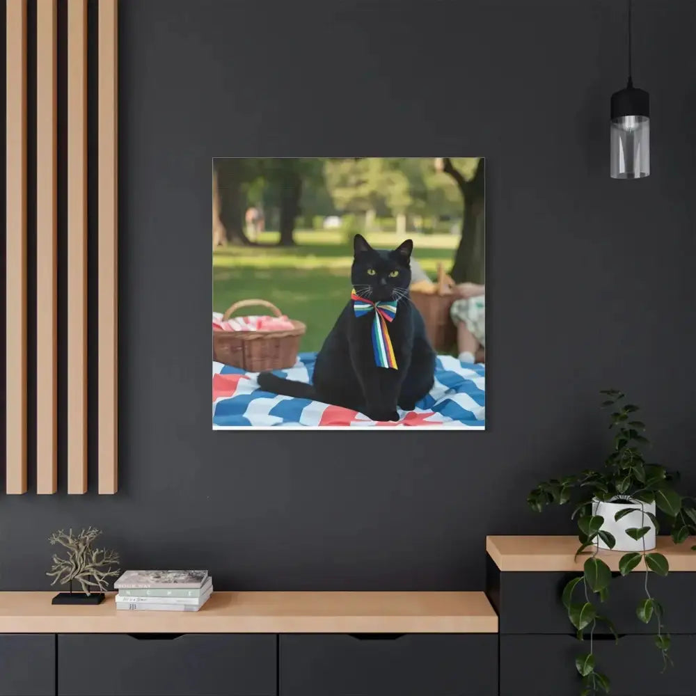 Rainbow Ribbon Cat Canvas Wall Art, Colorful Cat Decor - FloofChonk