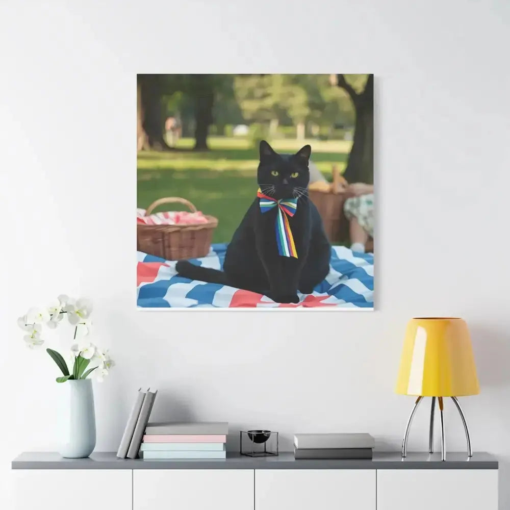Rainbow Ribbon Cat Canvas Wall Art, Colorful Cat Decor - FloofChonk