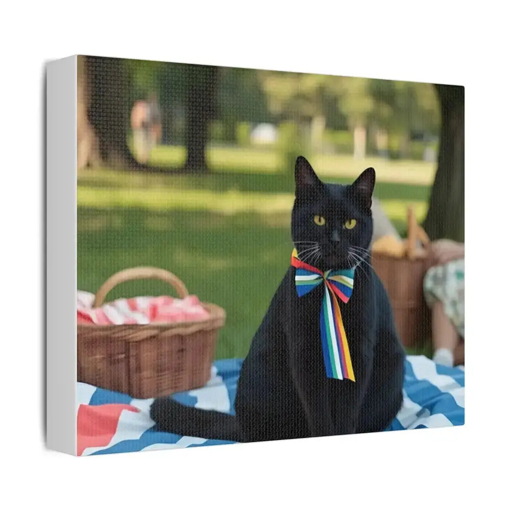 Rainbow Ribbon Cat Canvas Wall Art, Colorful Cat Decor - FloofChonk