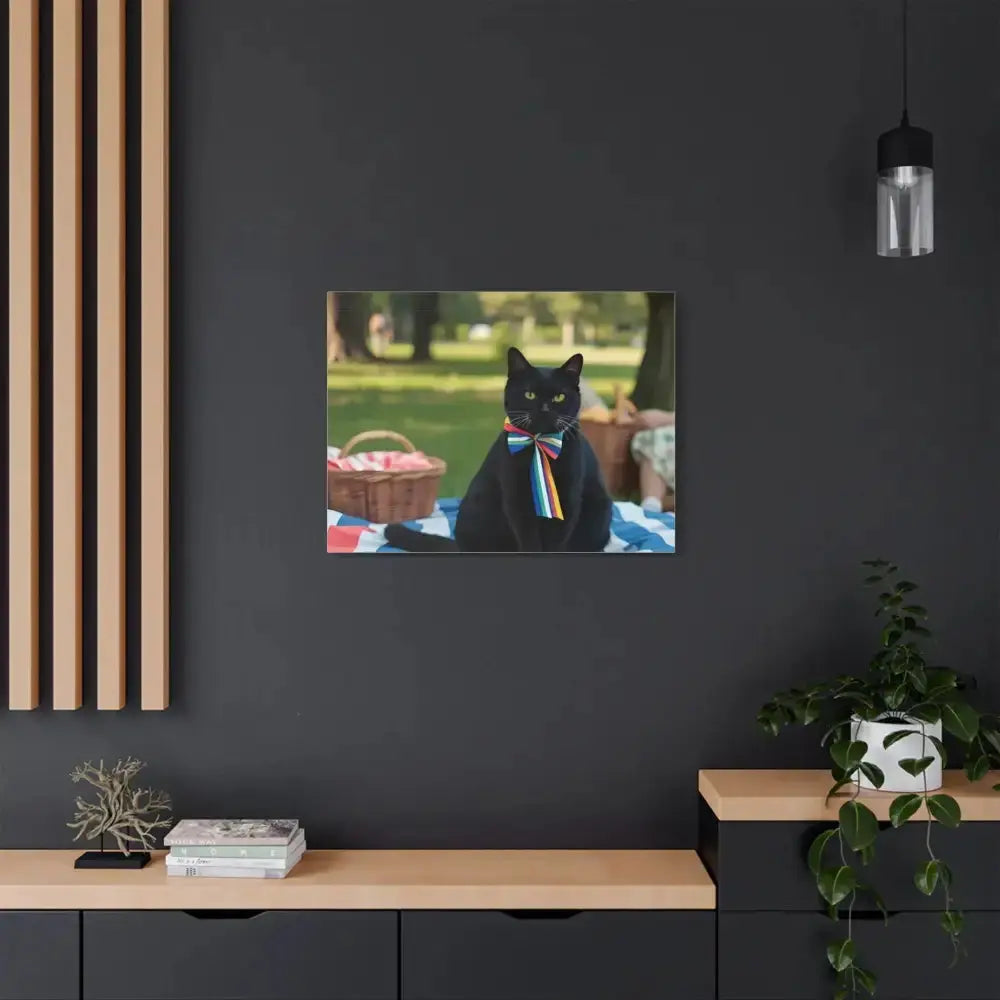 Rainbow Ribbon Cat Canvas Wall Art, Colorful Cat Decor - FloofChonk