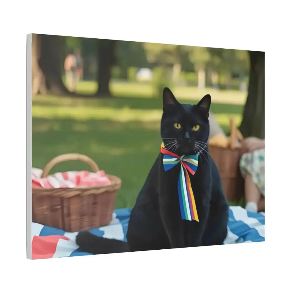 Rainbow Ribbon Cat Canvas Wall Art, Colorful Cat Decor - FloofChonk