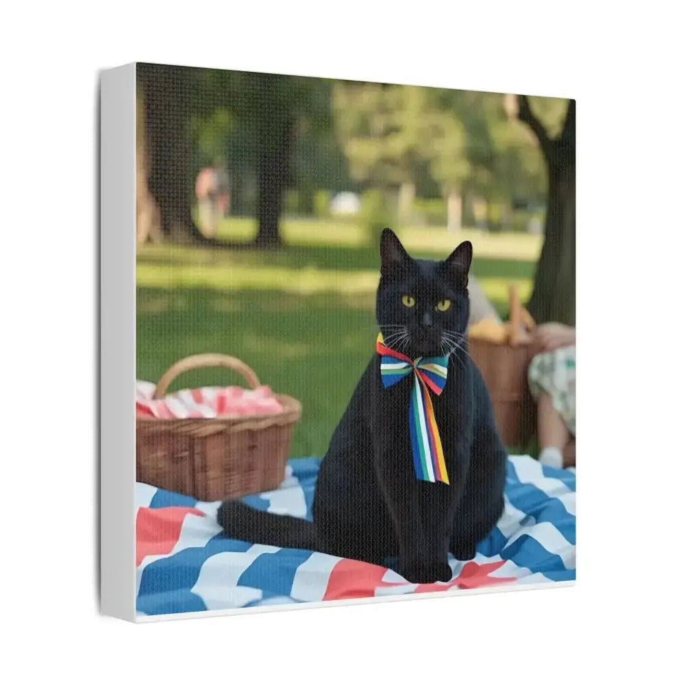 Rainbow Ribbon Cat Canvas Wall Art, Colorful Cat Decor - FloofChonk
