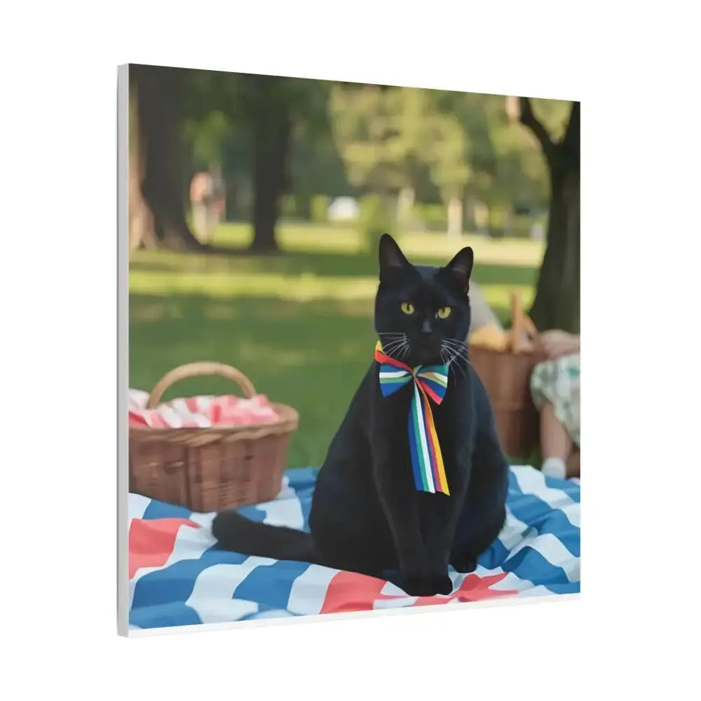 Rainbow Ribbon Cat Canvas Wall Art, Colorful Cat Decor - FloofChonk