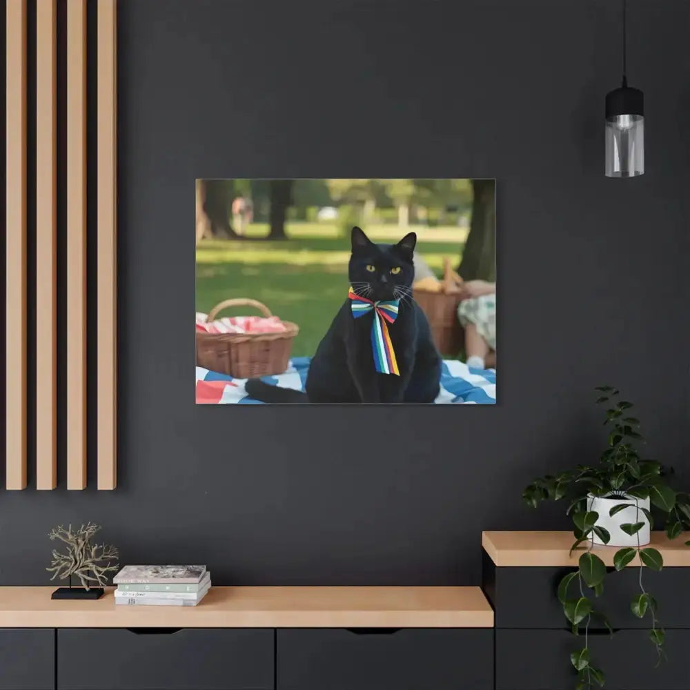 Rainbow Ribbon Cat Canvas Wall Art, Colorful Cat Decor - FloofChonk