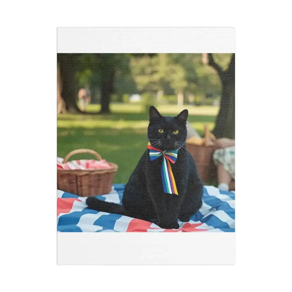 Rainbow Ribbon Cat Canvas Wall Art, Colorful Cat Decor - FloofChonk