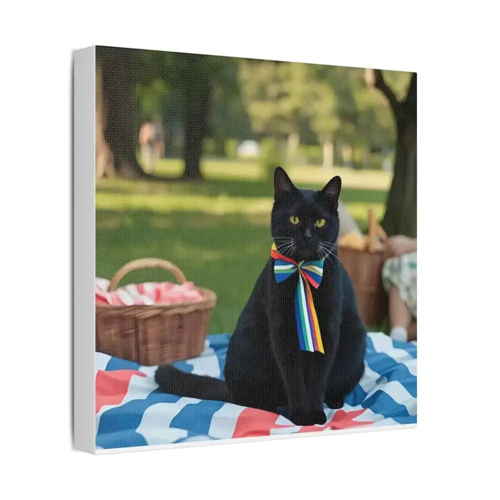 Rainbow Ribbon Cat Canvas Wall Art, Colorful Cat Decor - FloofChonk