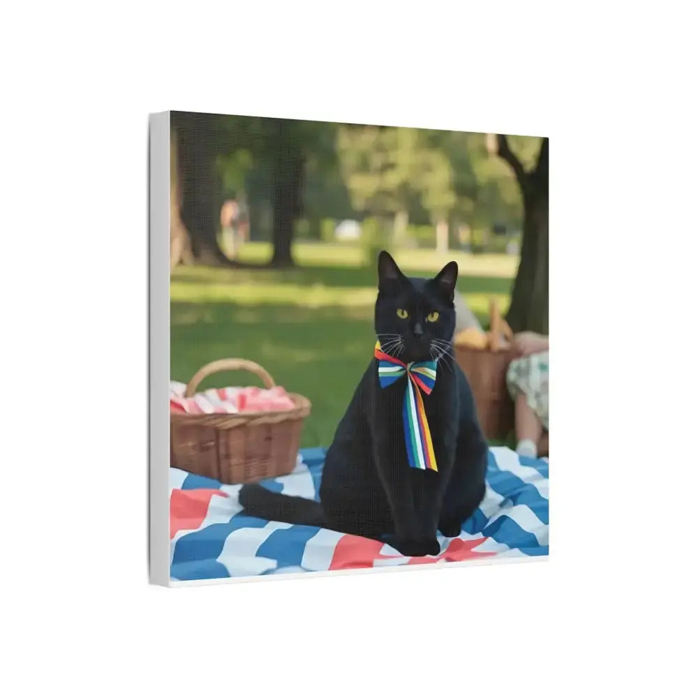 Rainbow Ribbon Cat Canvas Wall Art, Colorful Cat Decor - FloofChonk
