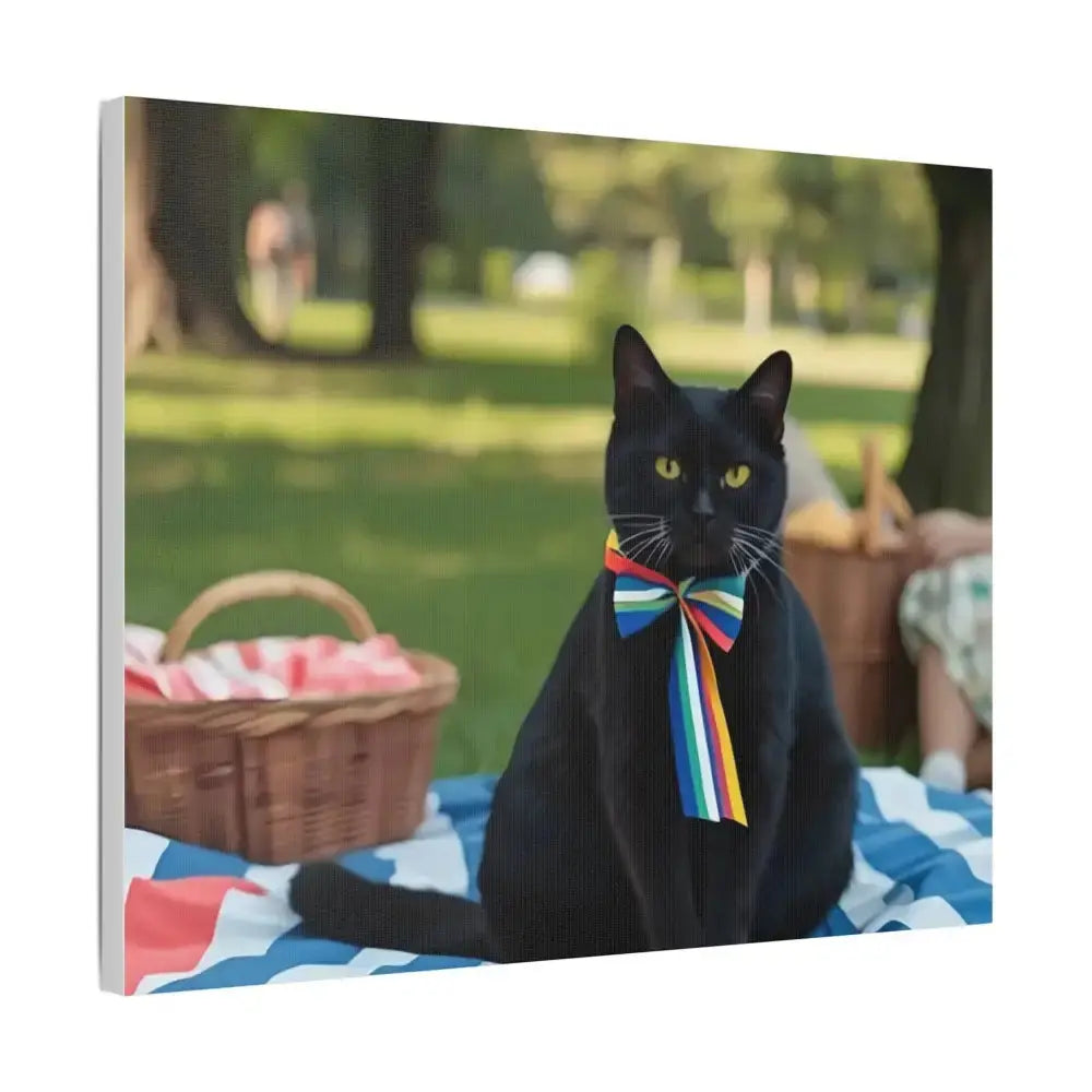 Rainbow Ribbon Cat Canvas Wall Art, Colorful Cat Decor - FloofChonk