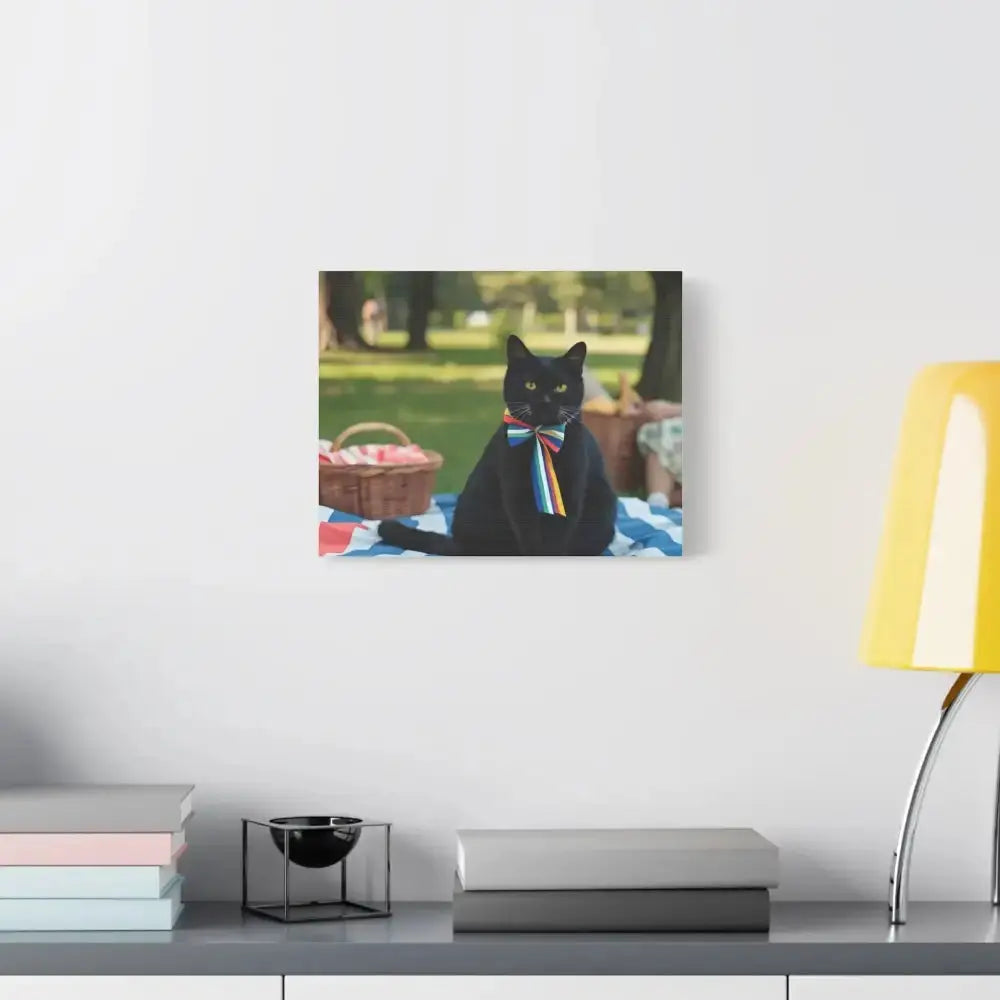 Rainbow Ribbon Cat Canvas Wall Art, Colorful Cat Decor - FloofChonk
