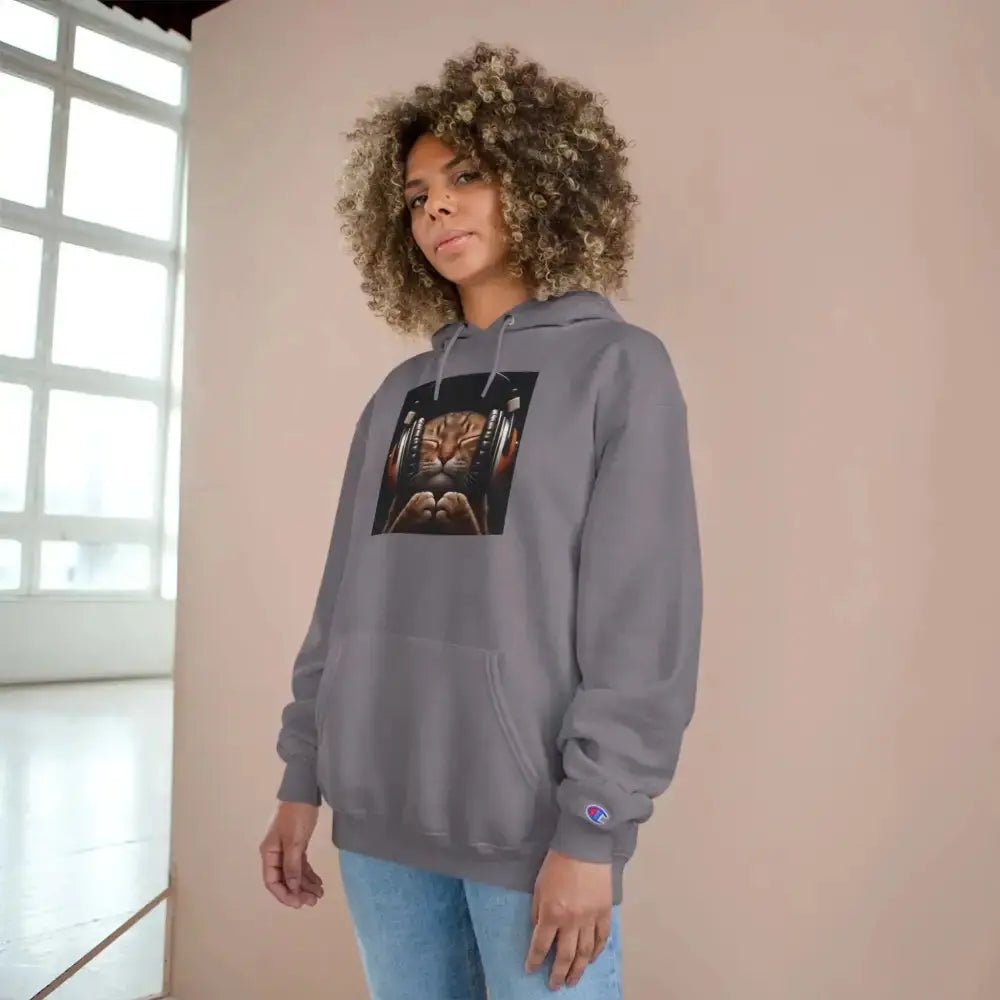 Retro Cat Lover Champion Hoodie - Now That's What I Call Cat Volume 1 - FloofChonk