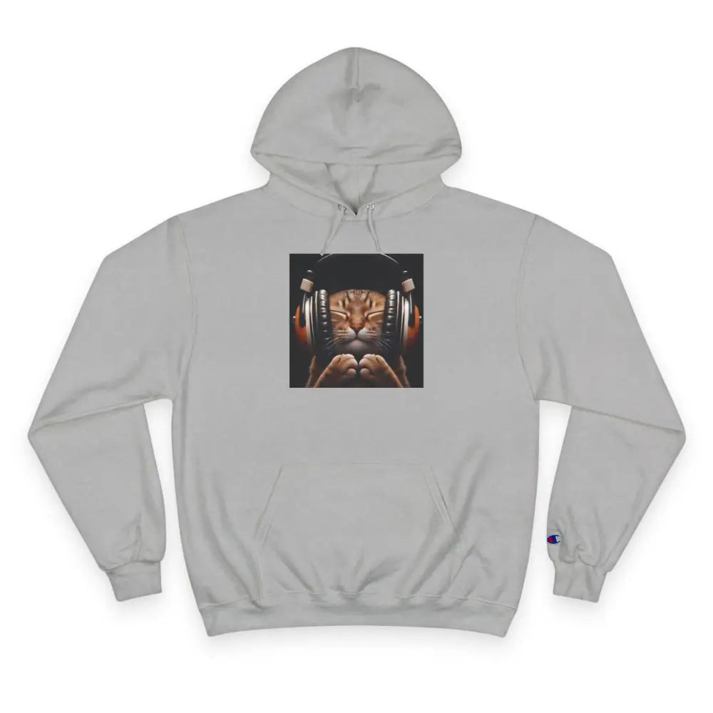 Retro Cat Lover Champion Hoodie - Now That’s What I Call Cat Volume 1 - Light Steel / S - Hoodie
