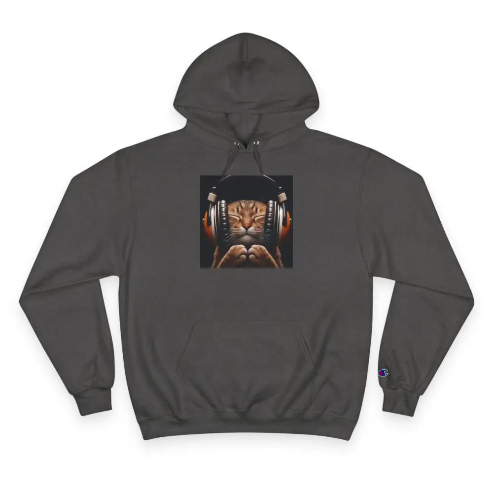 Retro Cat Lover Champion Hoodie - Now That’s What I Call Cat Volume 1 - Charcoal Heather / S - Hoodie