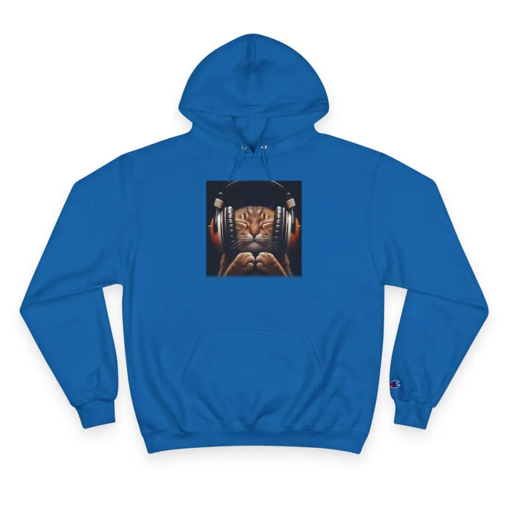 Retro Cat Lover Champion Hoodie - Now That’s What I Call Cat Volume 1 - Royal Blue / S - Hoodie