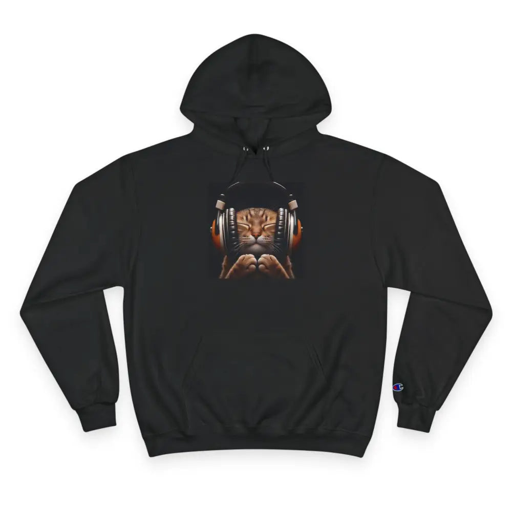 Retro Cat Lover Champion Hoodie - Now That’s What I Call Cat Volume 1 - Black / S - Hoodie