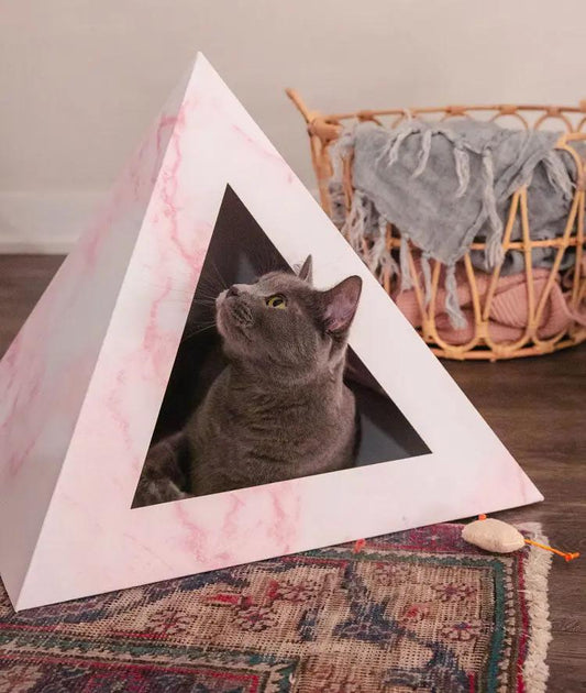 'Rose Quartz' Cardboard Cat Pyramid - FloofChonk