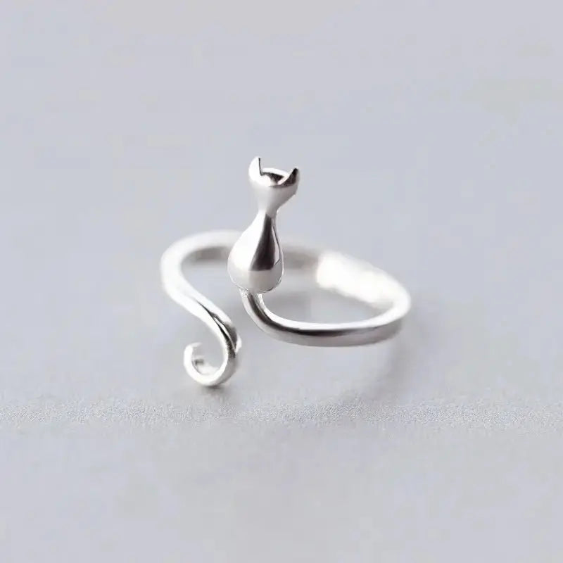 S925 Silver Cat Ring Women Index Finger Ring - FloofChonk