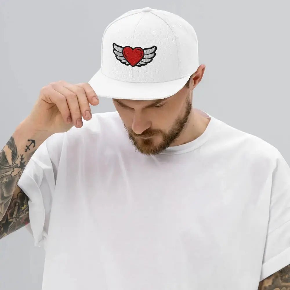 Snapback Hat with Heart Design - FloofChonk