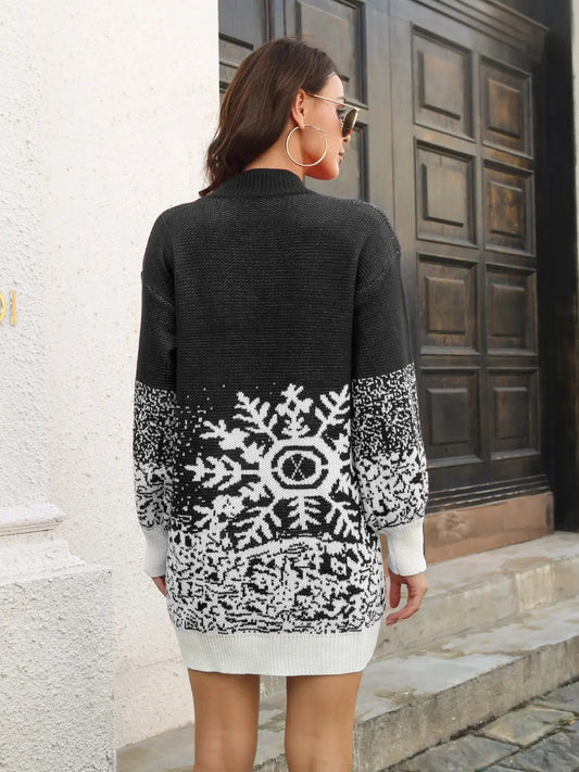 Snowflake Pattern Sweater Dress - FloofChonk