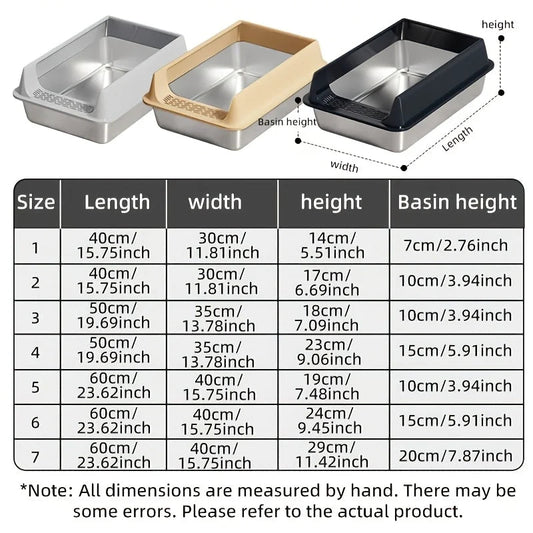 Stainless Steel Litter Box, Semi-enclosed Splash-proof And Leak-proof Design, Removable Lid, Suitable For Big Cats, And More - FloofChonk