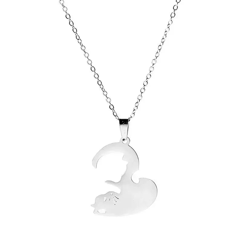 Stainless Steel Ornament Black White Cat Titanium Steel Necklace - FloofChonk