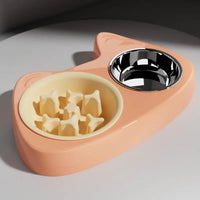 Stainless Steel Two in One Cat Bowl - FloofChonk