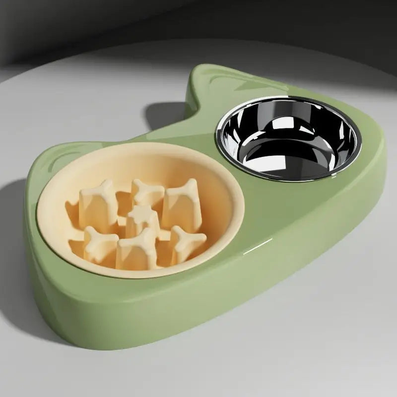 Stainless Steel Two in One Cat Bowl - FloofChonk