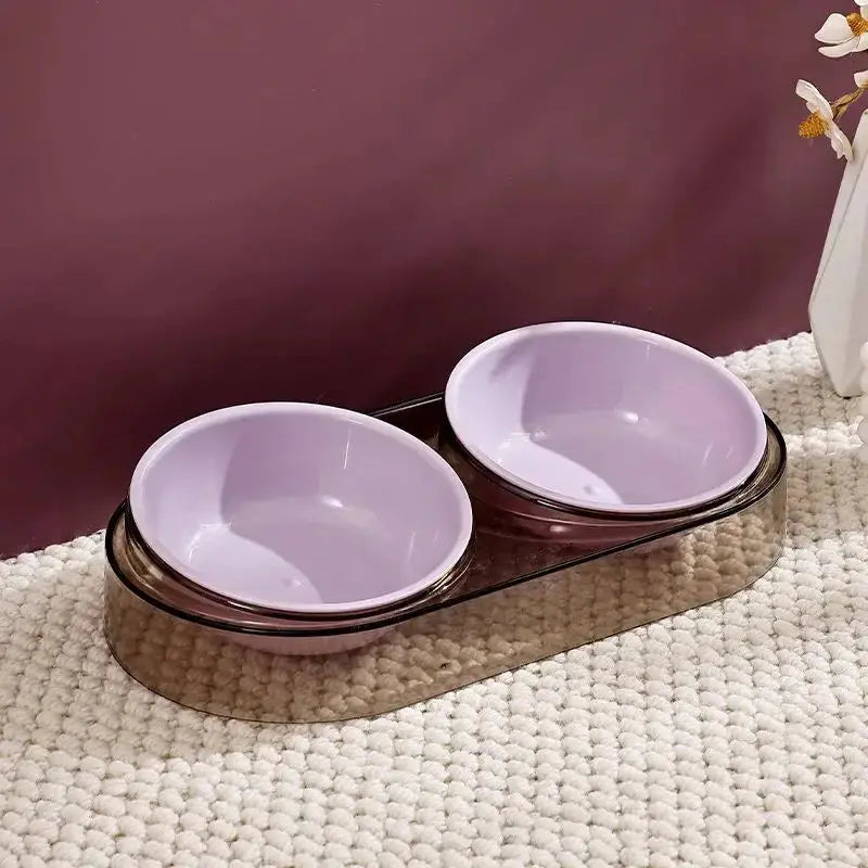 Clear Double Pet Bowl for Cats and Dogs - FloofChonk