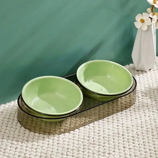 Clear Double Pet Bowl for Cats and Dogs - FloofChonk