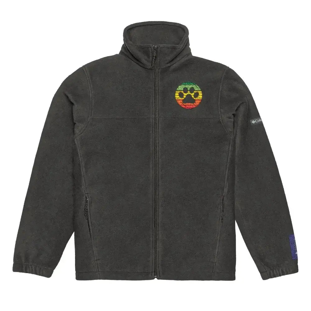 Unisex Columbia Fleece Jacket with Colorful Rainbow Paw Print Embroidery - FloofChonk