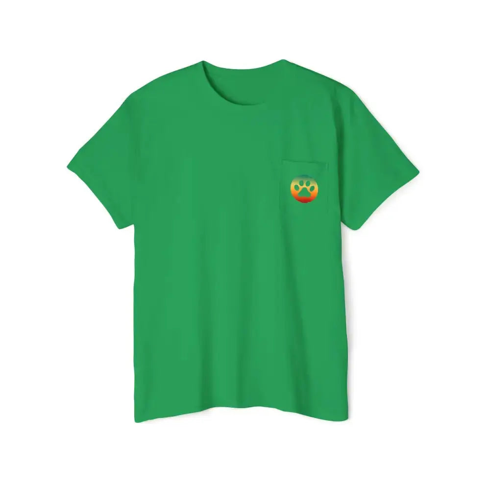 Unisex Heavy Cotton Pocket Tee with ’Resist Right Meow’ - Irish Green / S - T-Shirt