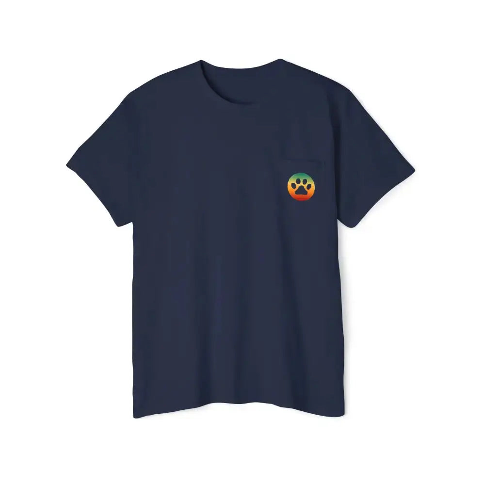 Unisex Heavy Cotton Pocket Tee with ’Resist Right Meow’ - Navy / S - T-Shirt
