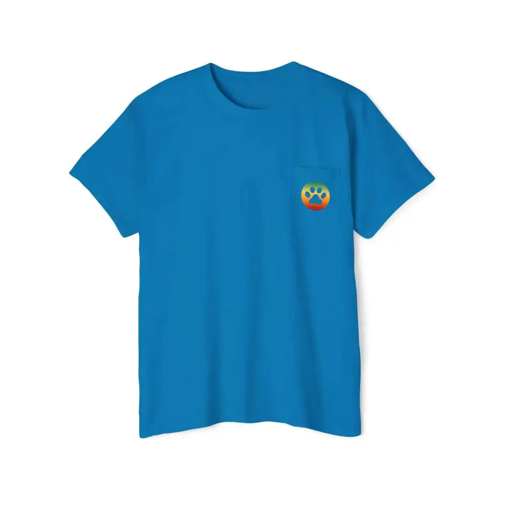 Unisex Heavy Cotton Pocket Tee with ’Resist Right Meow’ - Sapphire / S - T-Shirt