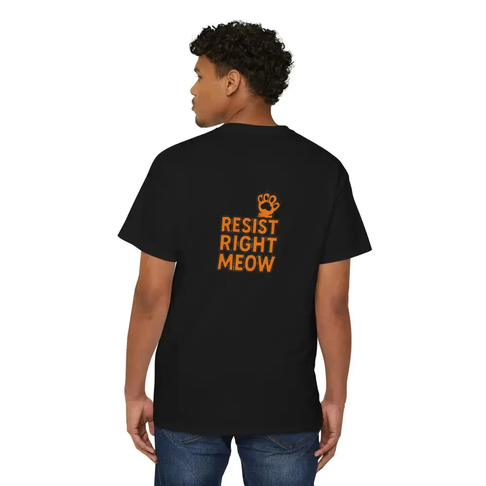 Unisex Heavy Cotton Pocket Tee with ’Resist Right Meow’ - T-Shirt