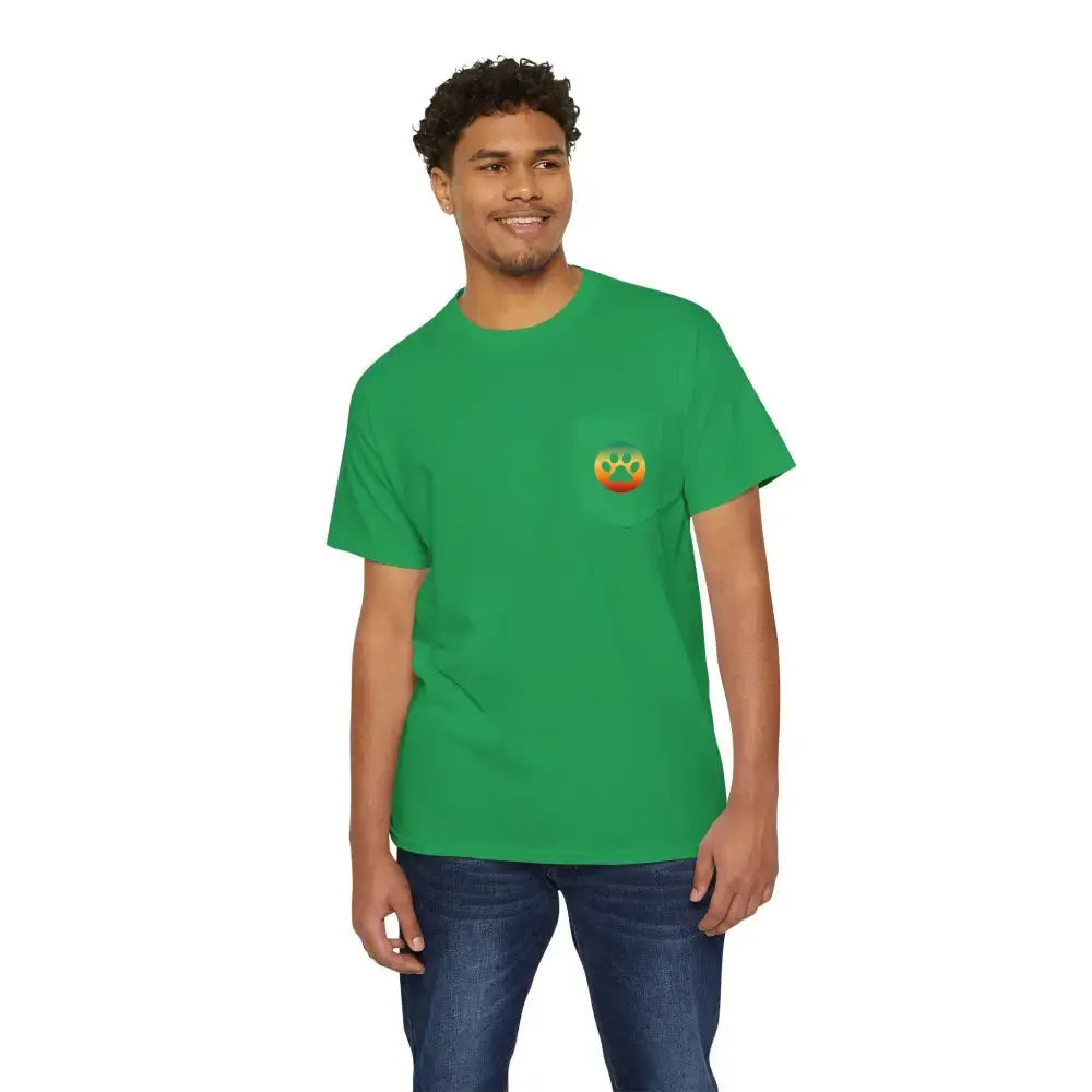 Unisex Heavy Cotton Pocket Tee with ’Resist Right Meow’ - T-Shirt