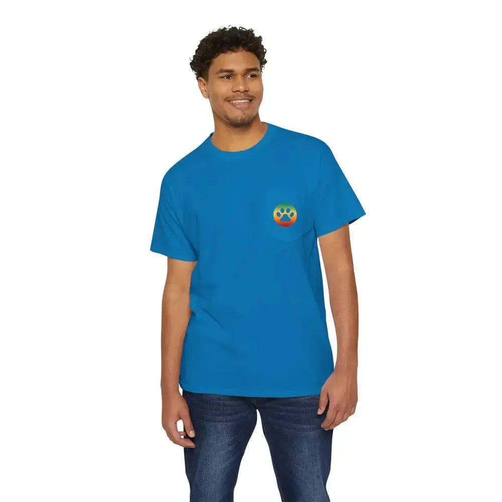 Unisex Heavy Cotton Pocket Tee with ’Resist Right Meow’ - T-Shirt