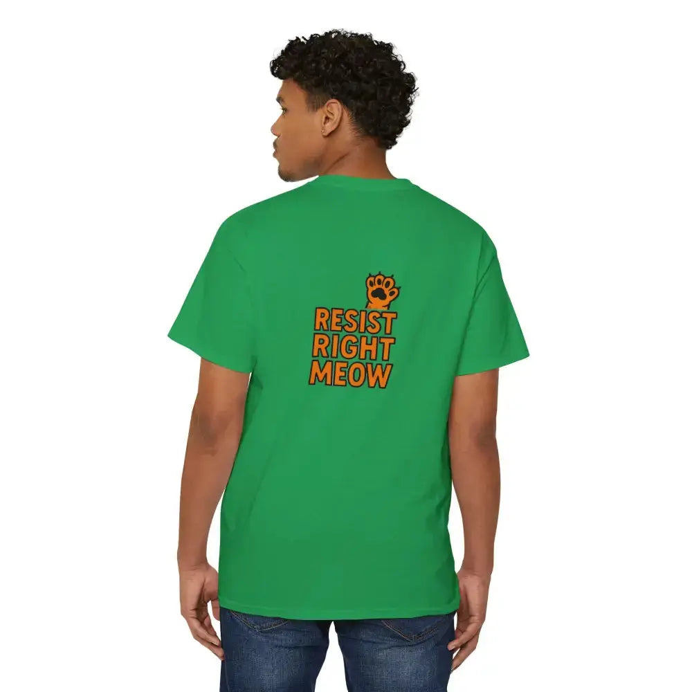 Unisex Heavy Cotton Pocket Tee with ’Resist Right Meow’ - T-Shirt
