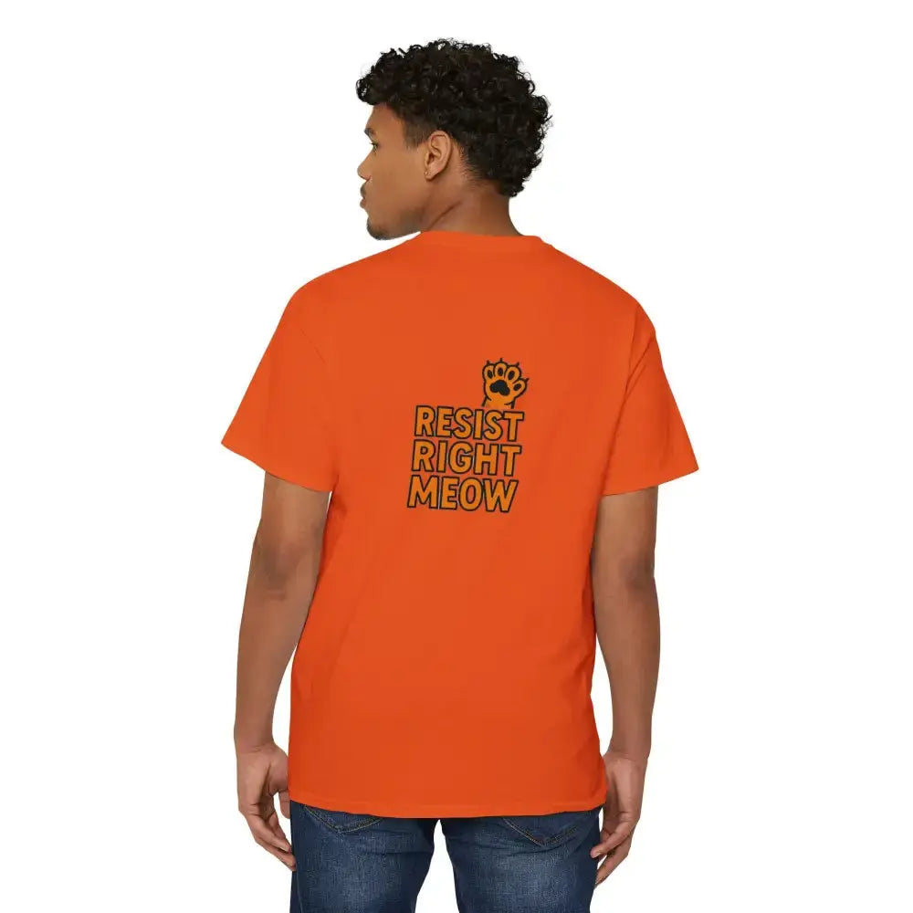 Unisex Heavy Cotton Pocket Tee with ’Resist Right Meow’ - T-Shirt