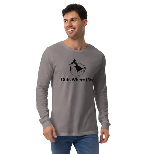 I Sits Where I fits Funny Long Sleeve Tee for Cat Lovers - FloofChonk