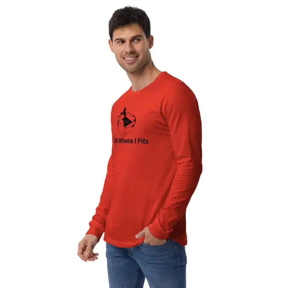I Sits Where I fits Funny Long Sleeve Tee for Cat Lovers - FloofChonk